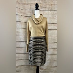 Talbots tweed pencil skirt 2 petite gold black silver